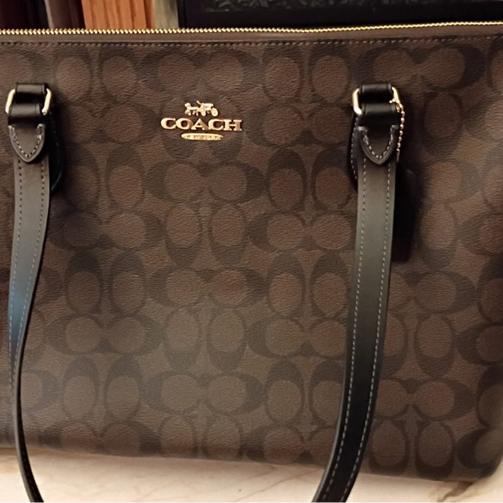 Coach Black and Brown Signature Tote